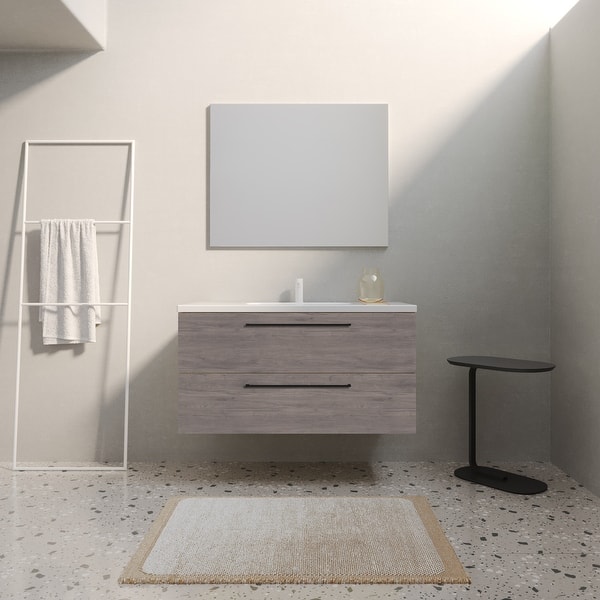 Shop 40 Modern Bathroom Vanity Dakota Set Chicago Oak Wood 40 X 24 X 18 Cabinet Sink Overstock 30600407