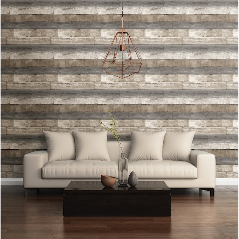 A-Street Prints Porter Brown Weathered Plank Wallpaper