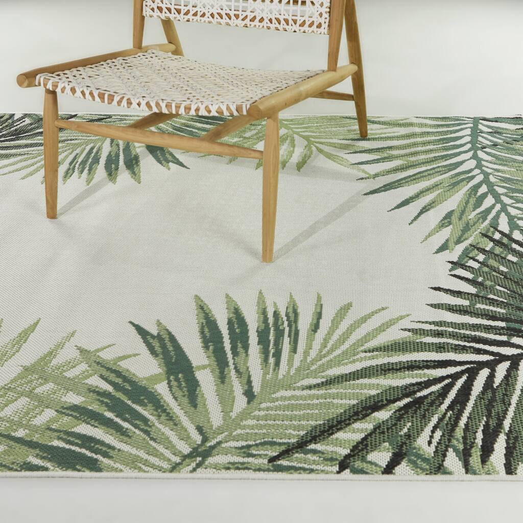 Emy Tropical Leaves Indoor/Outdoor Area Rug