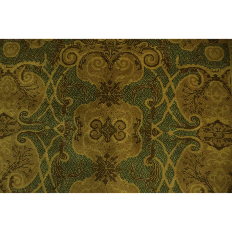 Hand Knotted Oriental 100% Wool Carpet Traditional All-Over Green Art Deco Area Rug - 8' 10'' X 5' 11''