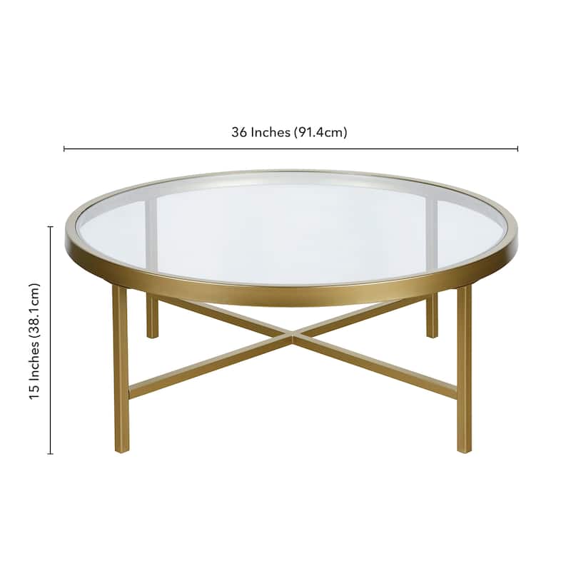 Xivil Contemporary Round Glass Top Steel Coffee Table