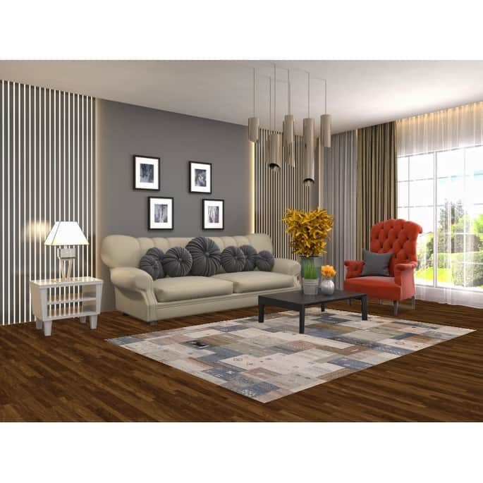 Tribal Beige Geometric Gabbeh Indian Area Rug Hand-Tufted Wool Carpet - 5'3" x 7'7"