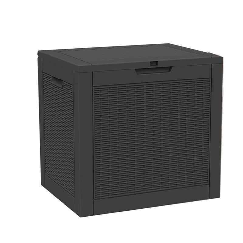 30 Gallon Outdoor Storage Box with Woodgrain or Rattan Effect /Durable, Weatherproof, UV Protected, Easy to Assemble - 30GAL - Black