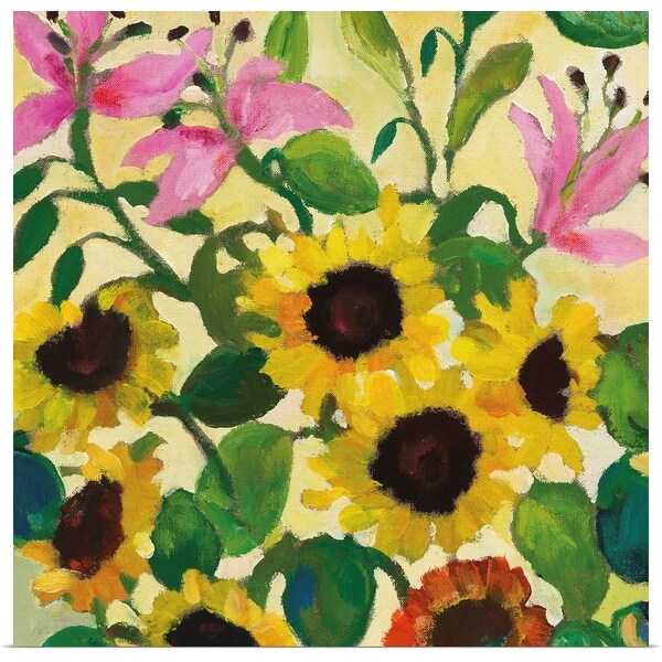 "Sunflowers and Pink Lilies" Poster Print