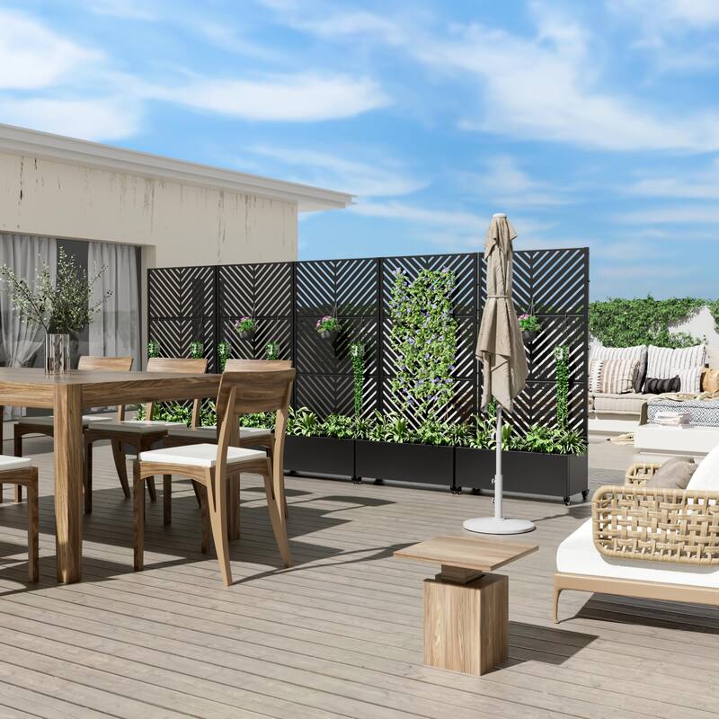 Raised Garden Bed Planter with Trellis Movable Planter Box with Lockable Wheels