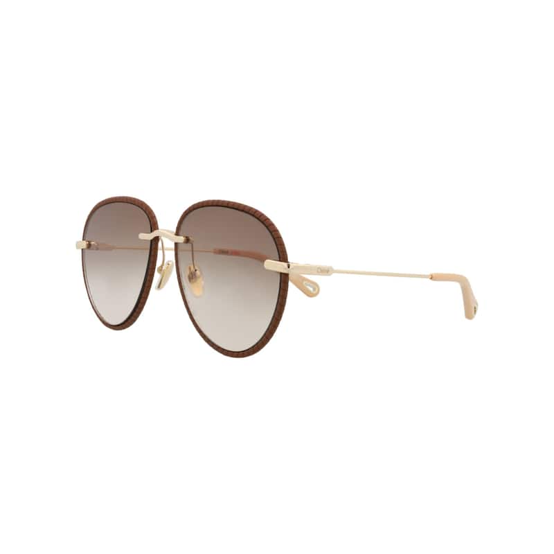 Chloé Aviator-Frame Metal Sunglasses