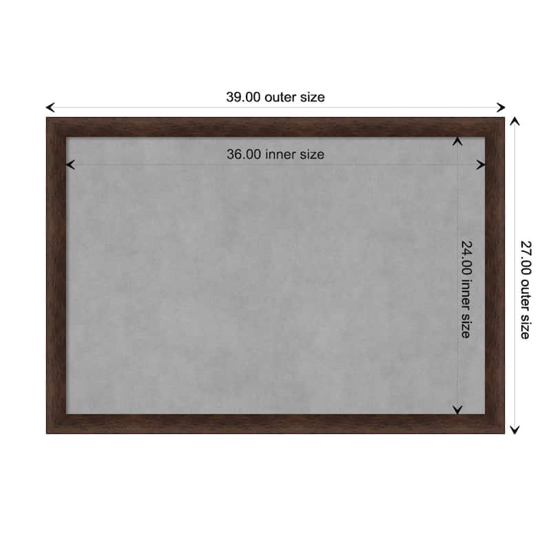 Amanti Art Warm Walnut Narrow Framed Magnetic Board - Board Size 36x24