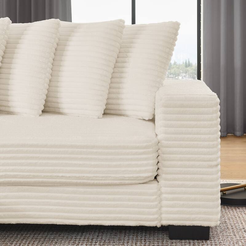 110.63" Modular Corduroy L-Shaped Upholstered Sleeper Convertible Sectional Sofa with ottoman