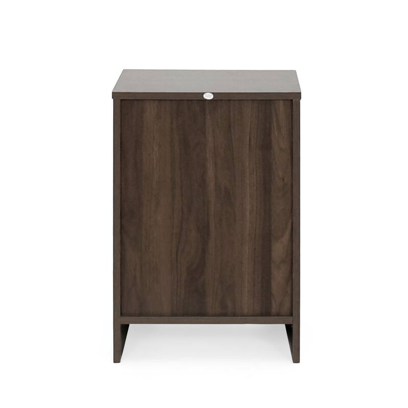 Rustic Faux Wood Nightstand with Drawer and Shelf, 1-Drawer Storage Table for Bedroom and Living Room