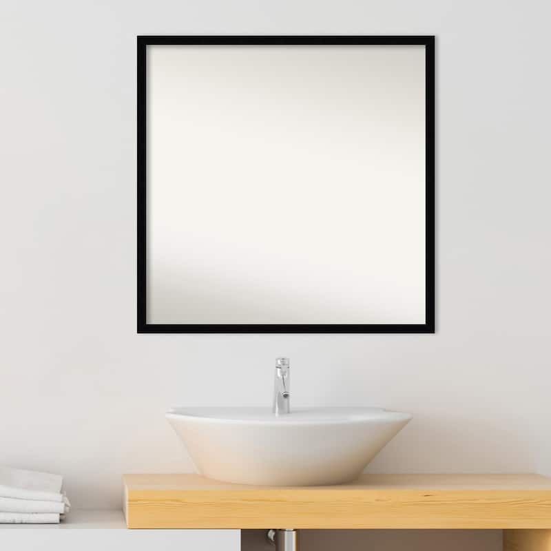 Non-Beveled Wood Bathroom Wall Mirror - Svelte Silver Frame