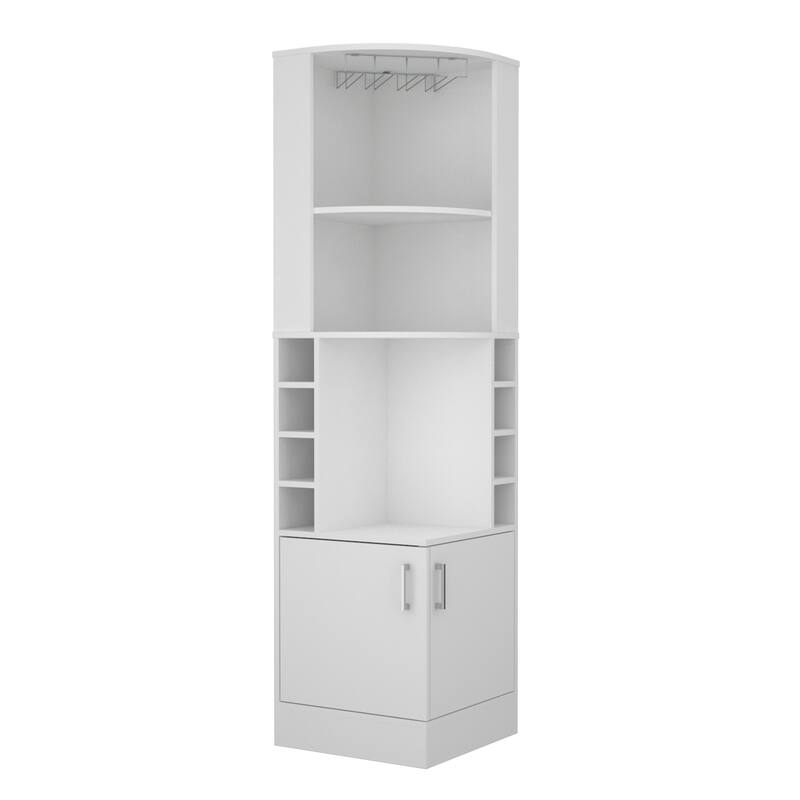 Bar Cabinet with Wine Bottle Storage & Concealed Shelves, 8-Bottle Display, Particle Board, 71" Tall