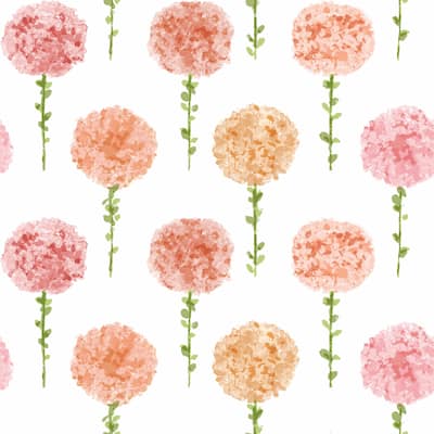 Pink & Green Mum Floral Peel & Stick Wallpaper