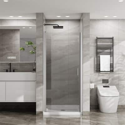 34"x72" Pivot Shower Door,1/4 " Thick Tempered Glass Swing Shower Door