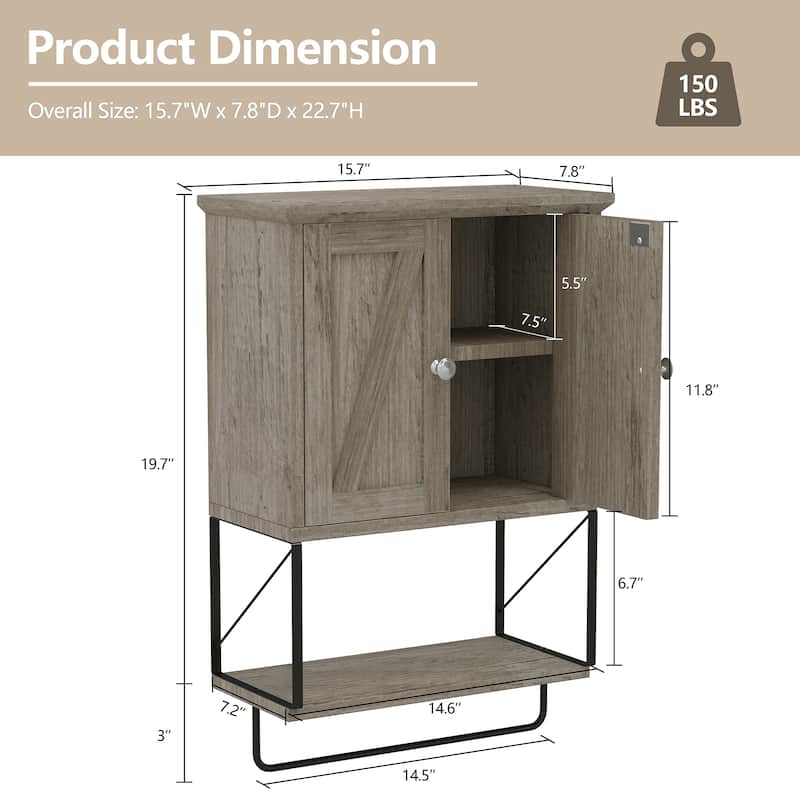 Futzca Bathroom Wall Cabinet with Towels Bar, Storage Medicine Cabinet