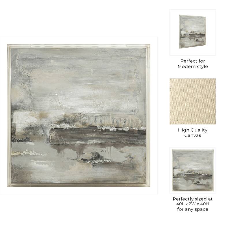 Canvas Art Print Wood Frame Abstract Textured Design - 40" Multi