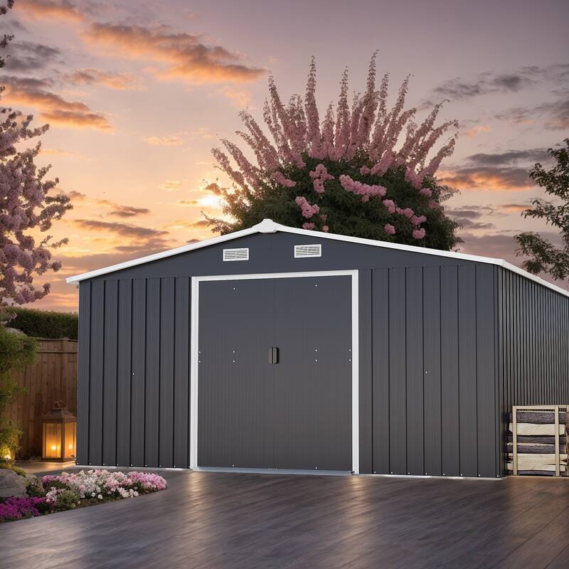 10*12ft 0.25mm Steel Plate, Surface Protective Film, Two Daylight Windows, Two Colors Can Be Freely Selected Storage Sheds