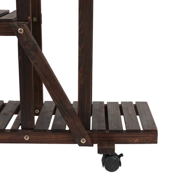 9-tier Indoor/Outdoor Wood Shelf Mobile Plant Stand