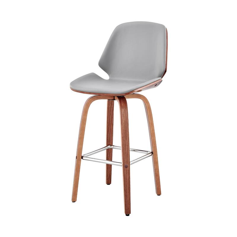 Modern 26" Swivel Bar Stool with Faux Leather Seat and Iron Legs for Kitchen Island - 40”H x 19”W x 20”D
