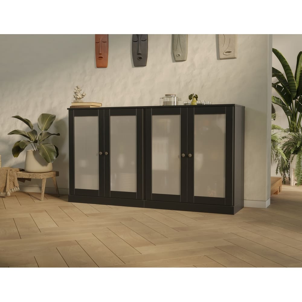 Palace Imports 100% Solid Wood 64" Sideboard with Frosted Glass Doors and Adjustable Shelves