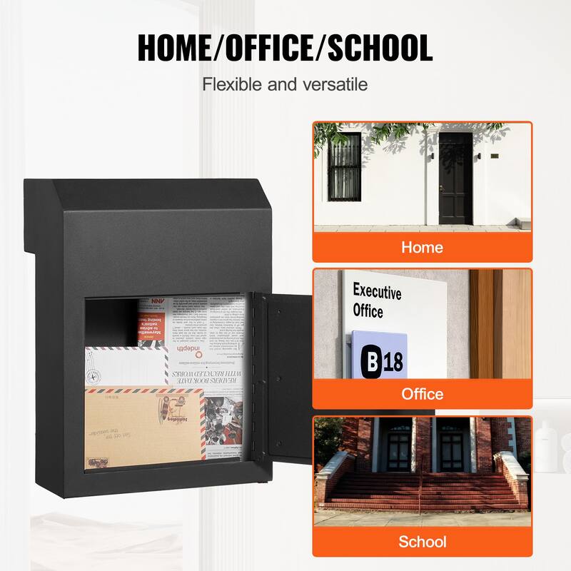 Through The Wall / Door Drop Box, Heavy Duty Steel Through the Wall / Door Mailbox with Combination Lock, Mail Drop Box