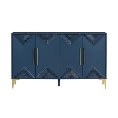 Stylish Four-Door Storage Cabinet with Geometric Design, Adjustable Shelves - Perfect for Entryways and Living Rooms