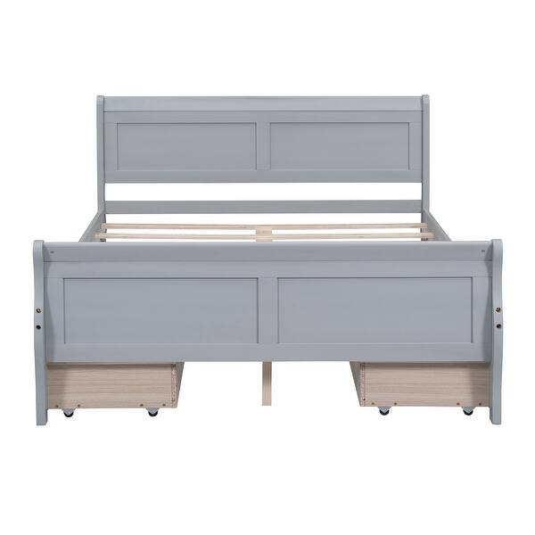 slide 2 of 52, Full Wood Platform Bed with Drawers - Elegant Design, No Box Spring Needed