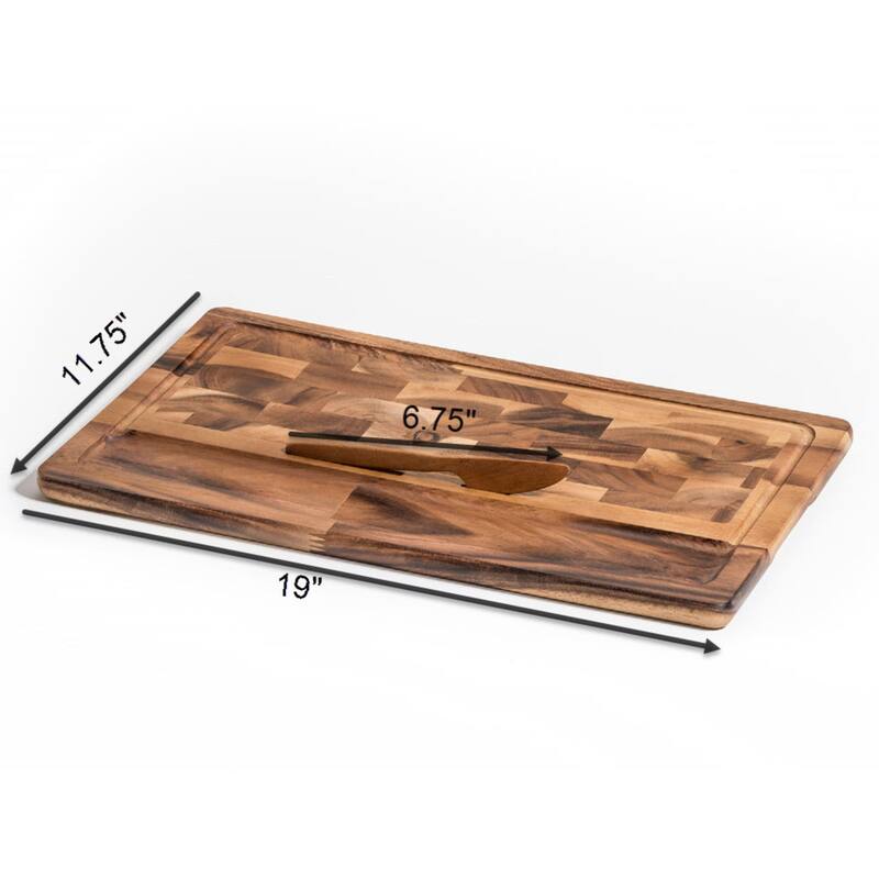 Acacia Wood End Grain Extra Large Cheeseboard with Knife