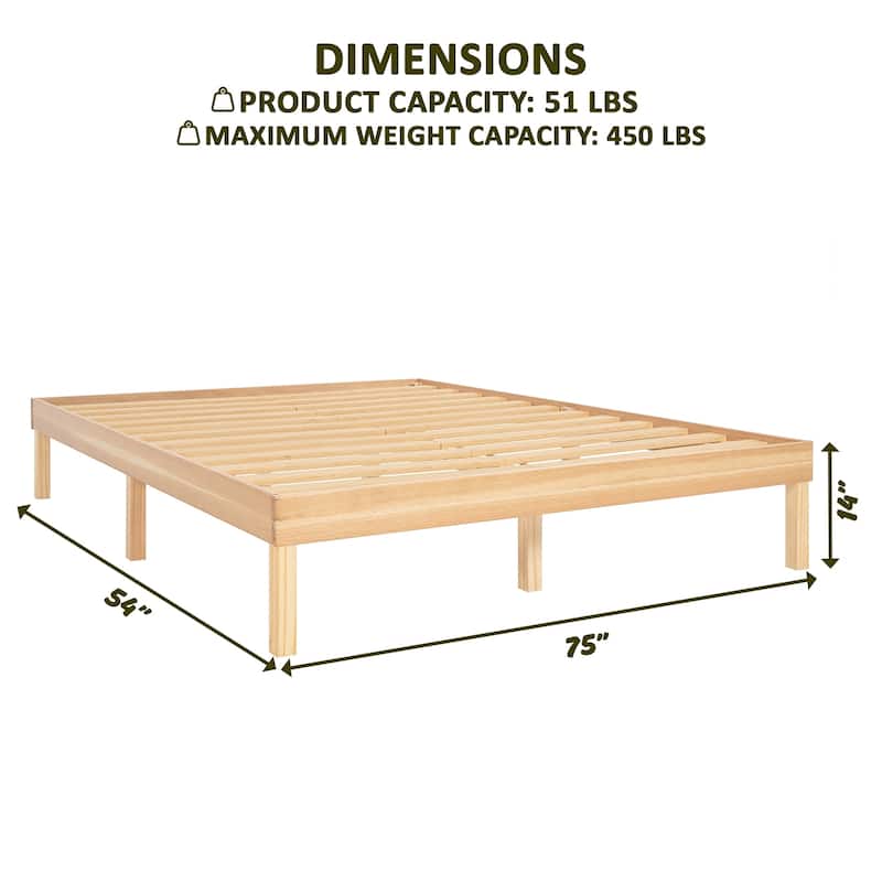 Solid Wood Platform Bed Twin Bed Frame Pine Wood Twin Platform Frame No Squeak
