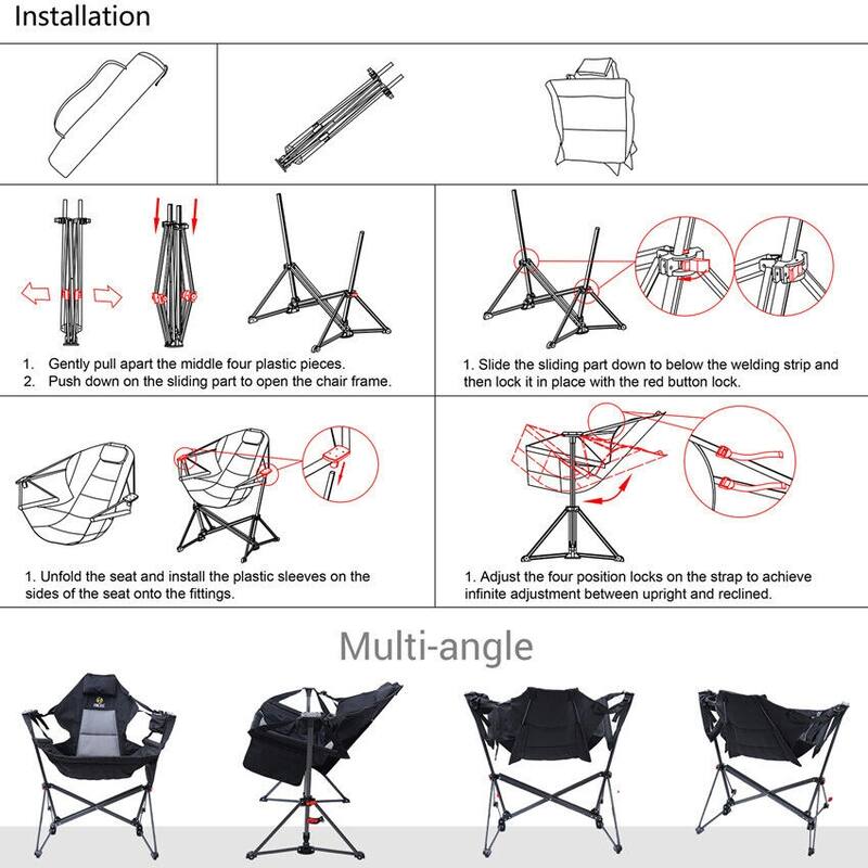Hammock Camping Chair, Swing Chair, Folding Rocking Chair, Camping Chair, High Back with Stand, Cup Holder, Heavy Duty