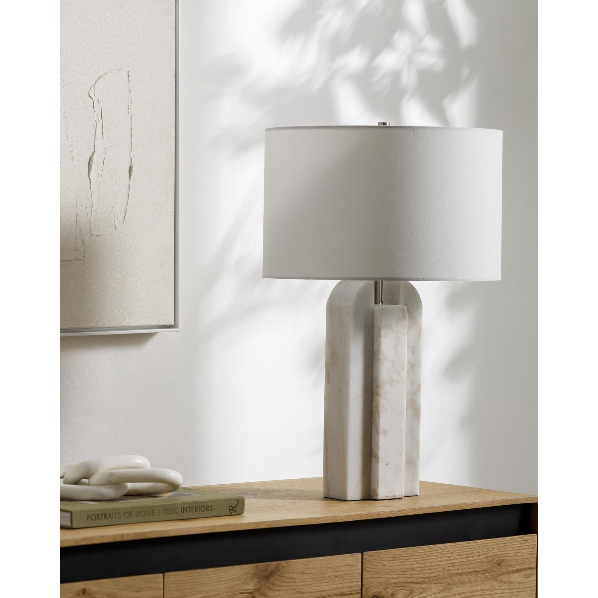 Scallop white concrete table lamp on sale