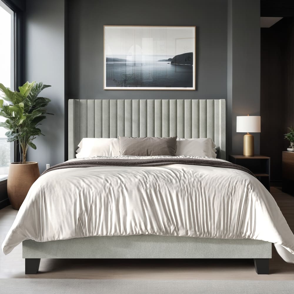 Clayfell Ashland Velvet Upholstered Panel Bed