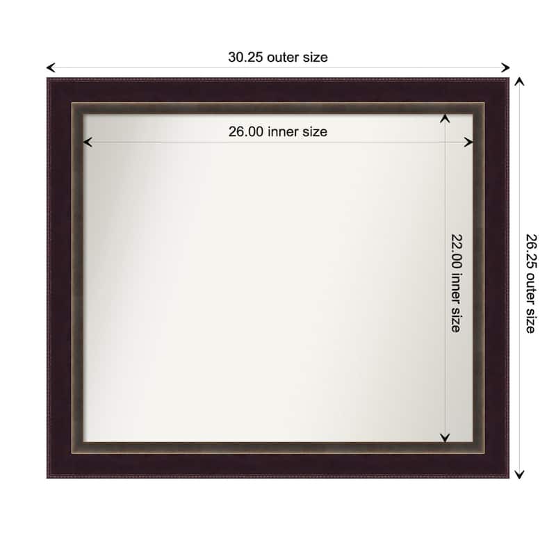 Signore Bronze Framed Non-Beveled Custom Wall Mirror, Bathroom Vanity Mirror - Outer Size: 30.25 x 26.25
