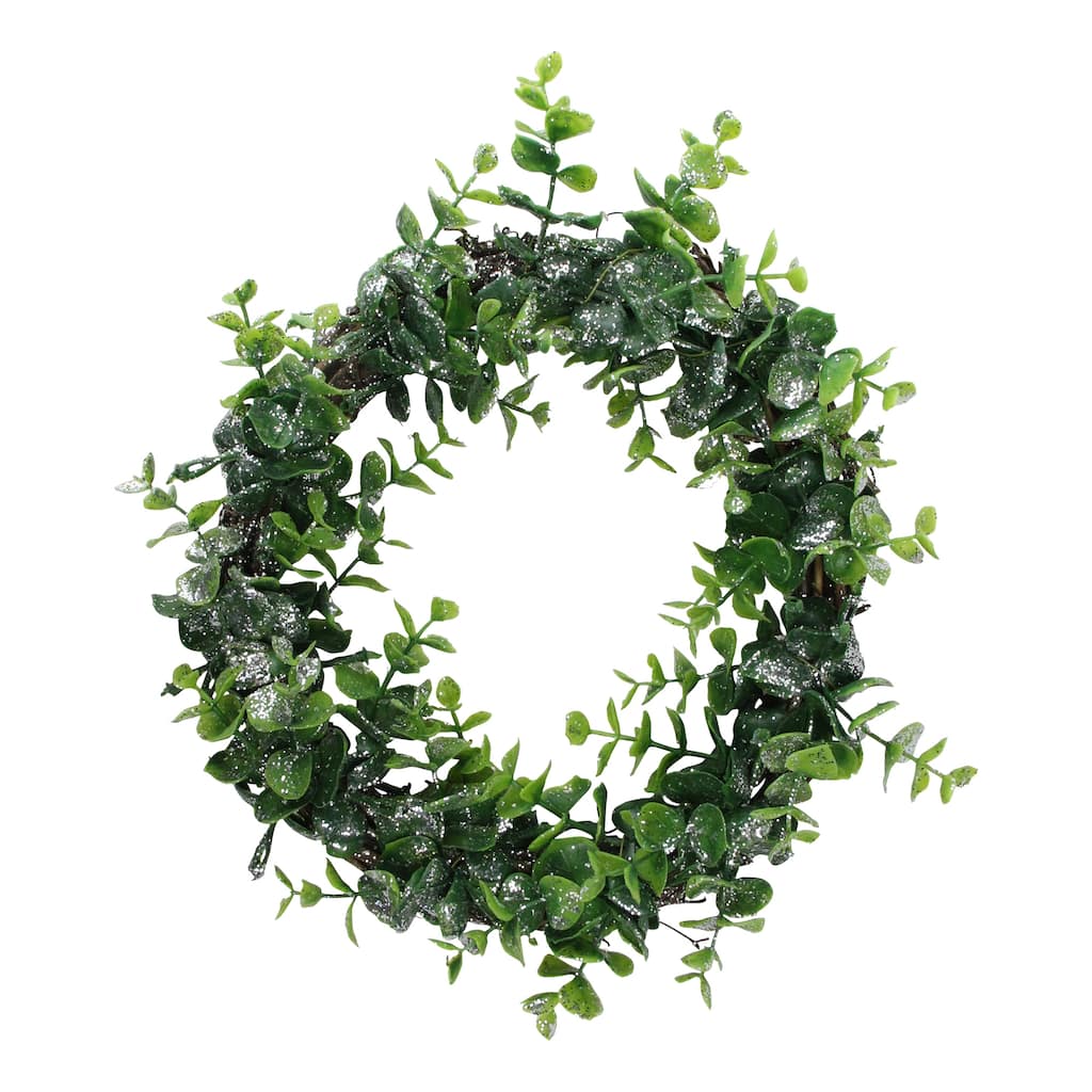 Sparkling Silver Green Grass Artificial Christmas Wreath - 8.75" Unlit