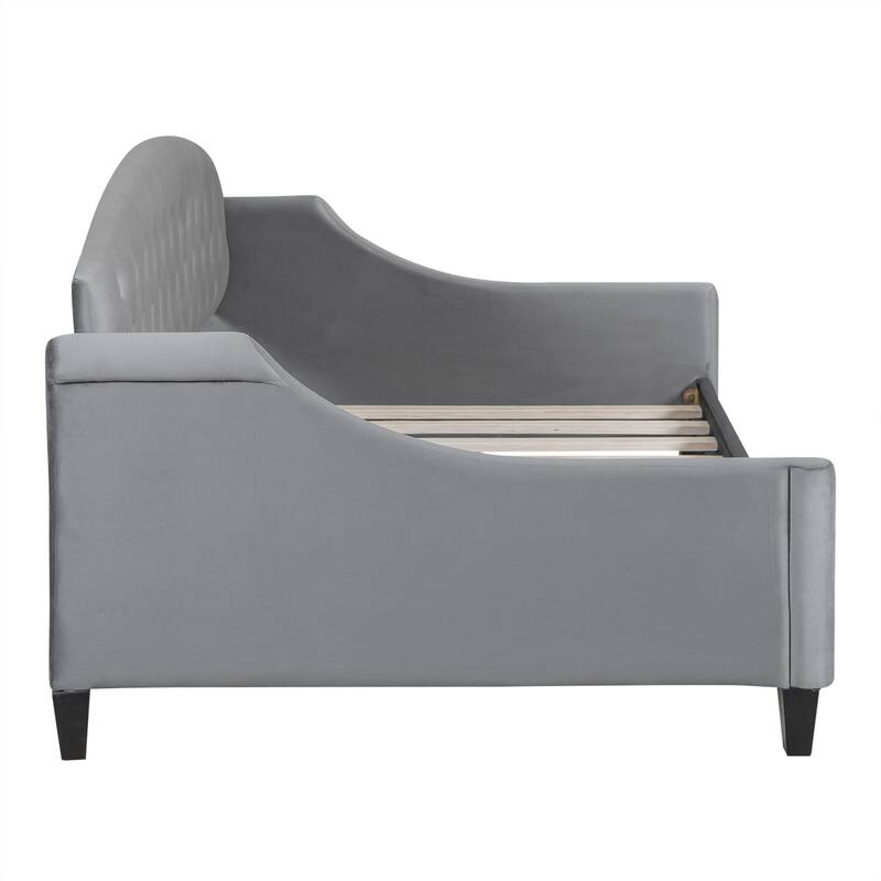 Tufted Button Twin Daybed, Gray, Modern Luxury Design with Plywood Frame