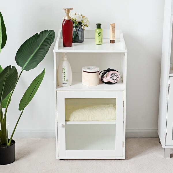 Shop Gymax Bathroom Floor Cabinet End Table Storage