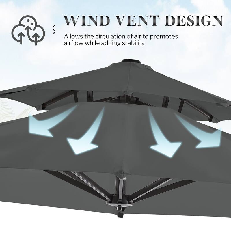 12FT Offset Patio Cantilever Umbrella with 360° Rotation