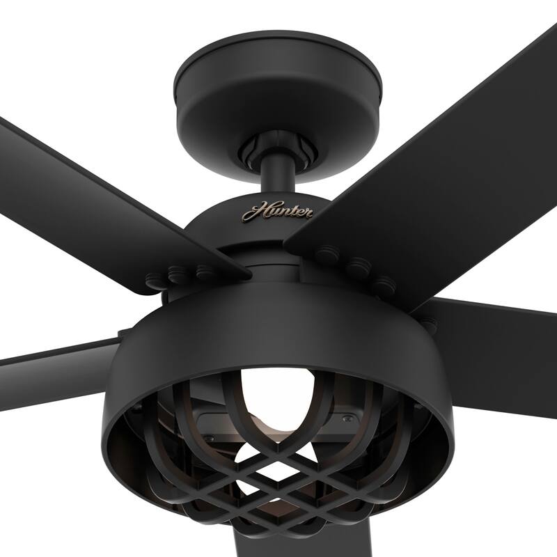 Hunter 52" Autumn Breeze II Ceiling Fan Indoor Outdoor LED Light & Handheld Remote - Industrial, Transitional, Modern, Caged