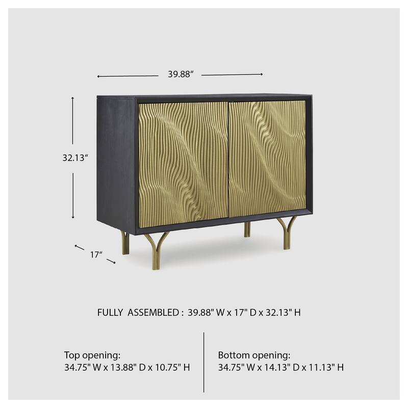 Signature Design by Ashley Tayner Black/Gold Accent Cabinet - 40" W x 17" D x 32" H