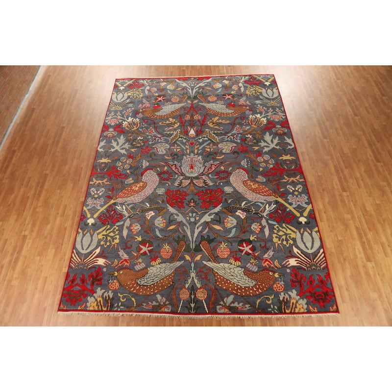 Hand Knotted Oriental 100% Wool Carpet Traditional All-Over Greys & Charcoal Ziegler Area Rug - 13' 11'' X 10' 1''