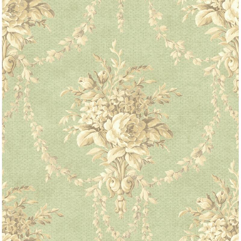 Seabrook Designs Coreen Floral Bouquet Unpasted Wallpaper - 20.5 in. W x 33 ft. L - Apple