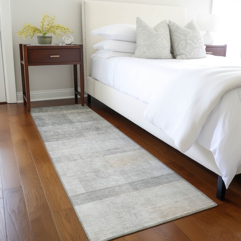 Machine Washable Indoor/ Outdoor Modern Abstract Chantille Rug