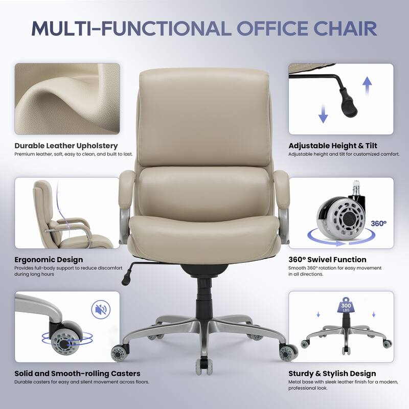 Ergonomic Executive Chair - 400lb Heavy Duty with 3D Flip-Up Arms & Extended Waterfall Seat, Breathable for Professional Suites