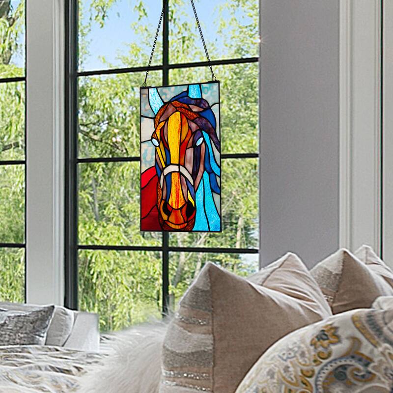 River of Goods Multicolor Mustang River of Goods Stained Glass Window Panel - 8.5" x 0.25" x 13"