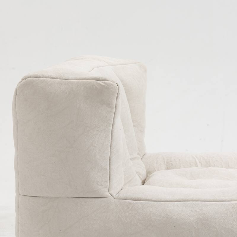 Velvet Floor Bean Bag Lounge Recliner Chair & Ottoman Set