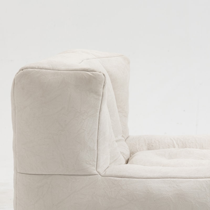 White 38.5" Velvet Accent Chair with Ottoman