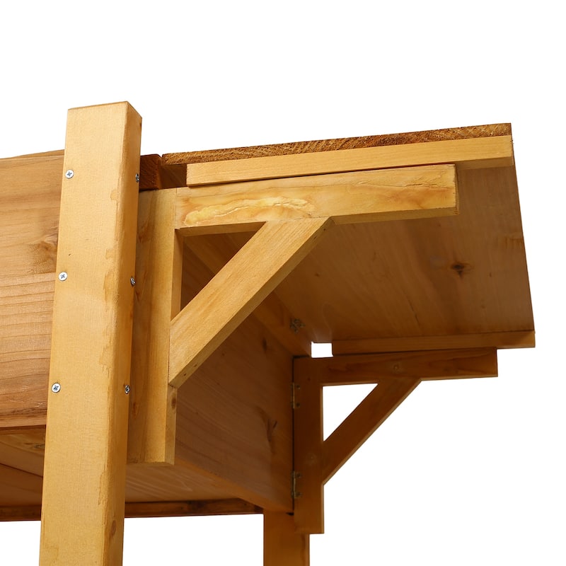 8-Pocket Wood Raised Garden Bed, Foldable Design for Herbs Veggies