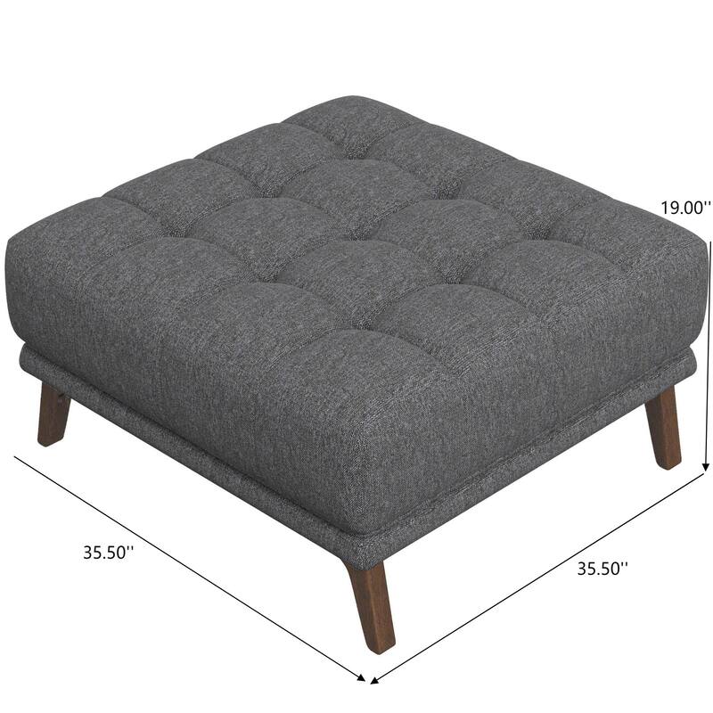 GDFStudio - Addison Modern 37" Square Tufted Linen Upholstered Ottoman