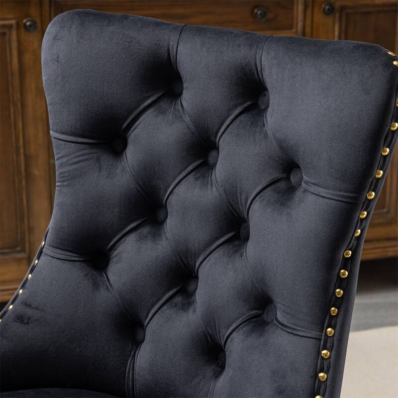 Velvet Home Swivel Adjustable Office Desk Chair with Golden Metal Base