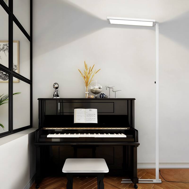 98-In Dimmable LED Reading Floor Lamps 4000K Simple Aluminum Body include LED Bulb-White