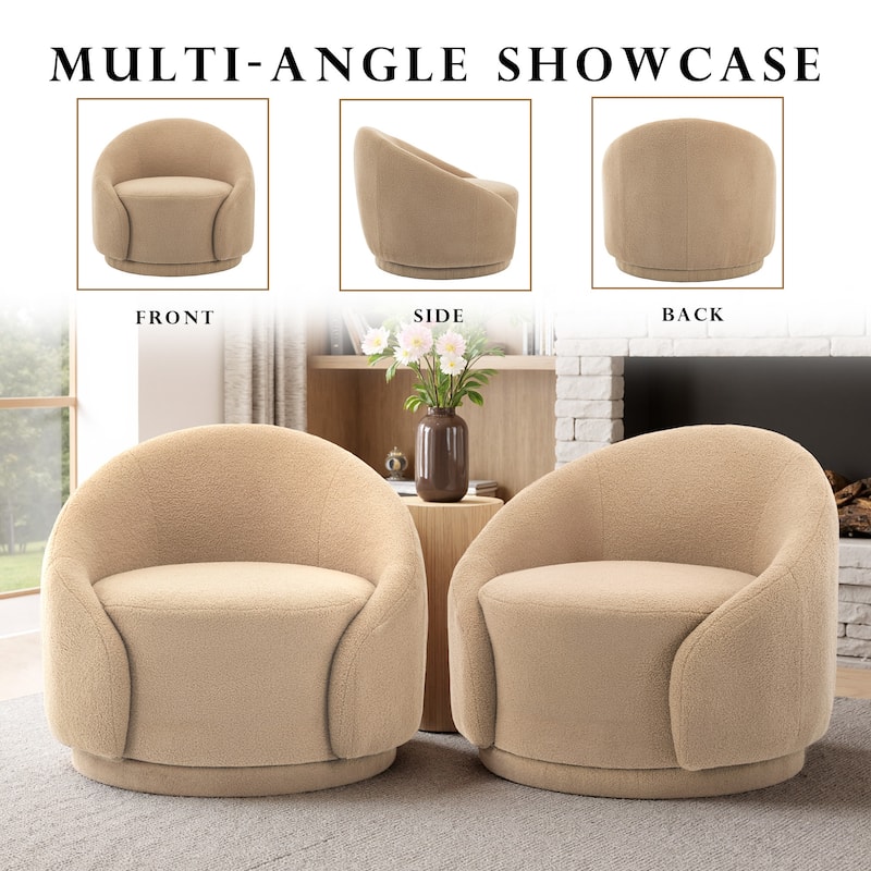35" Wide Upholstered Swivel Accent Barrel Chairs (Set of 2)